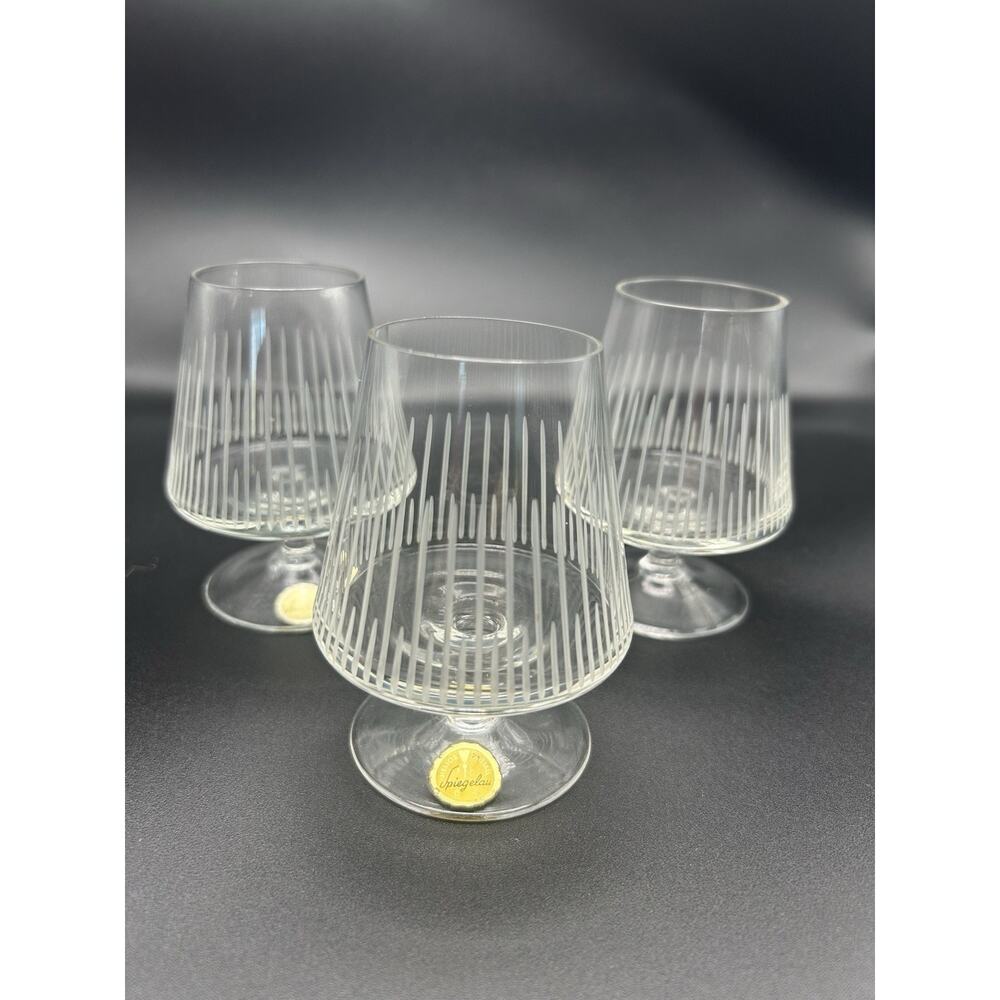 spiegelau Vintage Brandy Glasses. From Germany. Etched Rib Design.
